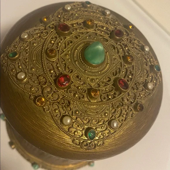 Austrian Powder/Jewelry/Trinket Box W/Bronze Jeweled Lid by Josef Hoffmann 1905